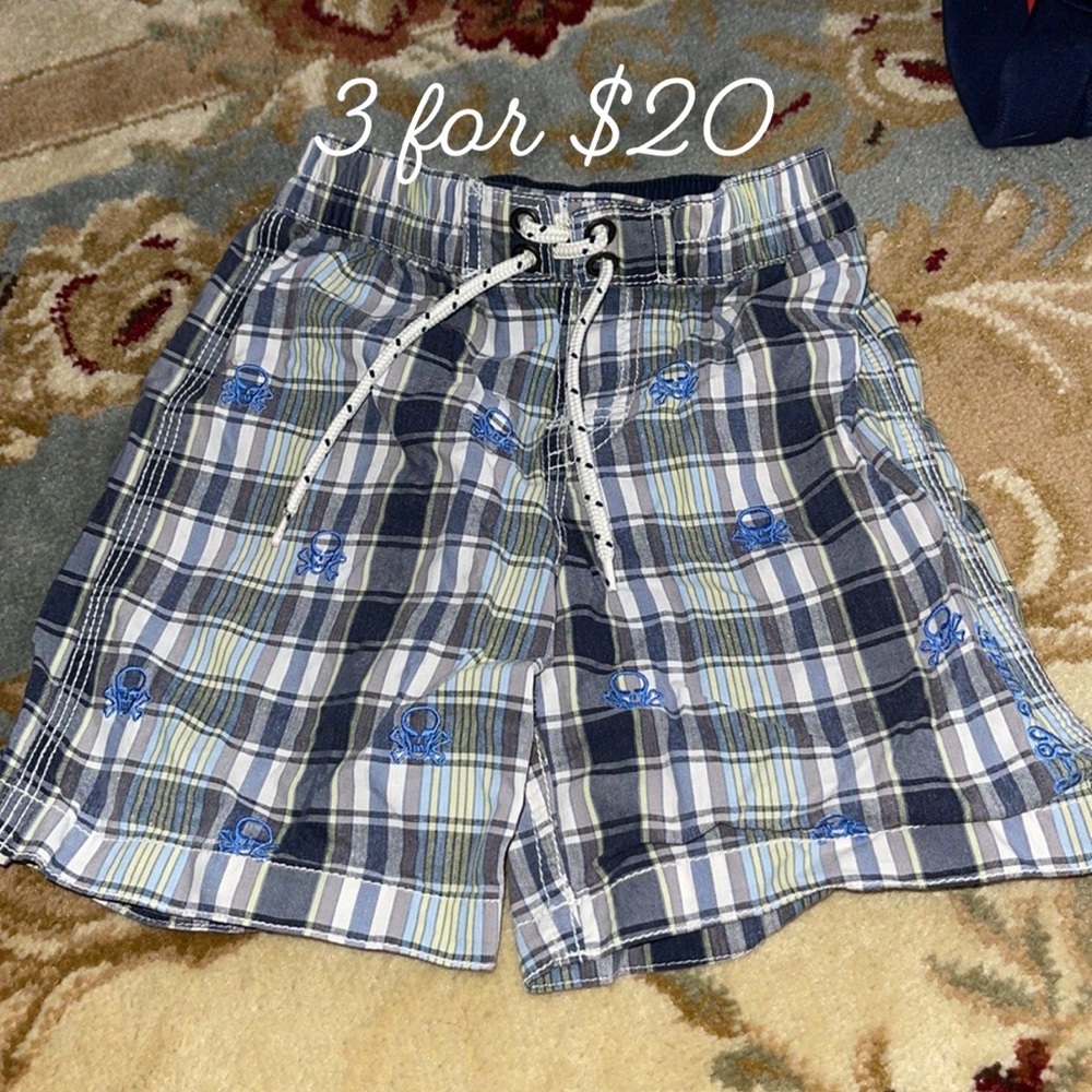 BabyGAP plaid pirate swim trunks 3T 3 itemsfor$20